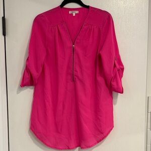 Elegant Fuchsia Zip-Front Tunic